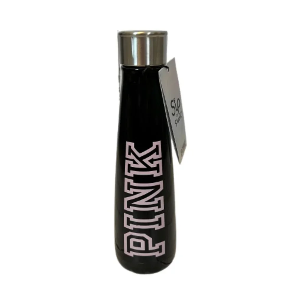 PINK Victoria's Secret by Sip from S'Well 15oz Black NEW Water Bottle NWT